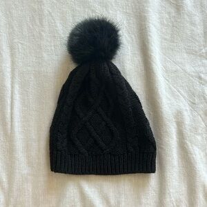 J Crew black pom pom beanie